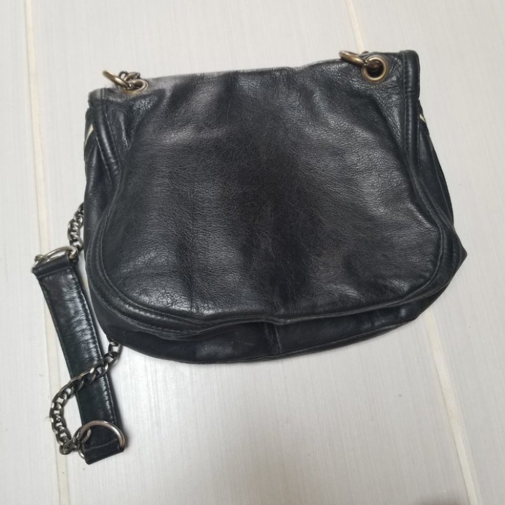 House of Harlow 1960 Boho Black Cream Leather Crossbody Bag - Picture 11 of 11